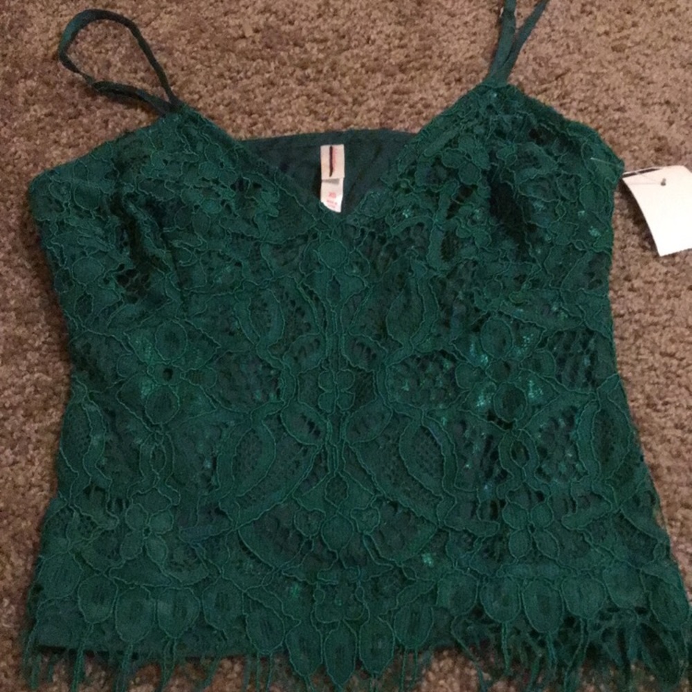 Emerald green lace crop top